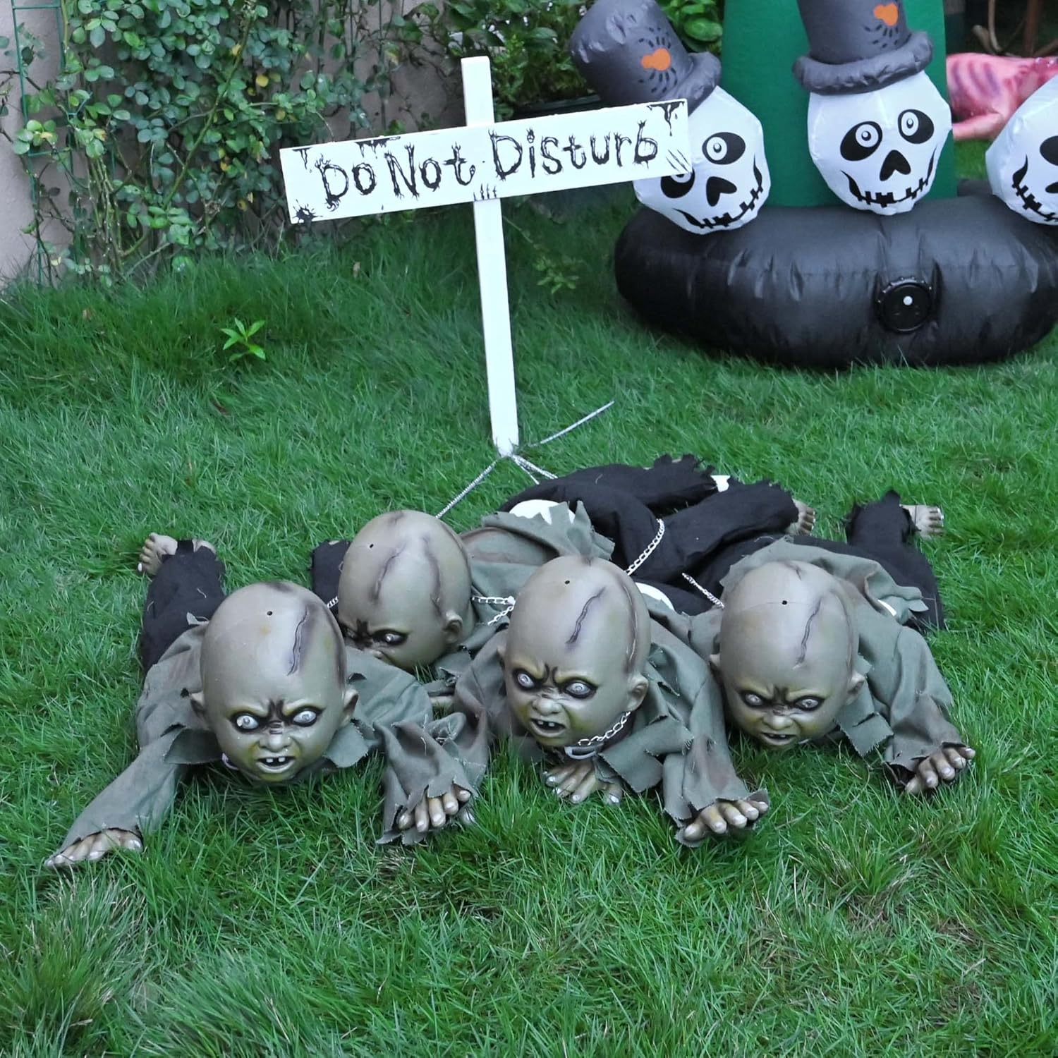 AW Halloween Animated Decoration Crawling Baby Zombie Scary Sound Sensor Activated Ghost Baby Doll