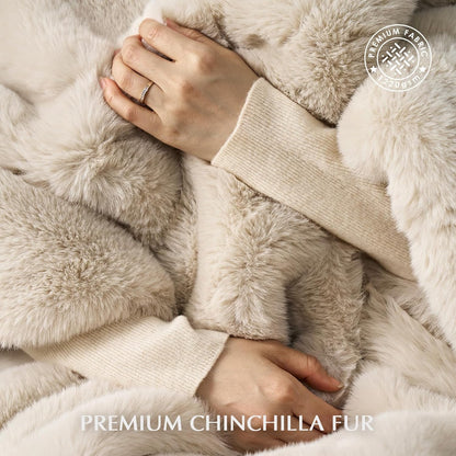 Luxury Soft Faux Chinchilla Fur Throw Blanket for Couch, Warm Thick Heavy Winter Throw Blanket