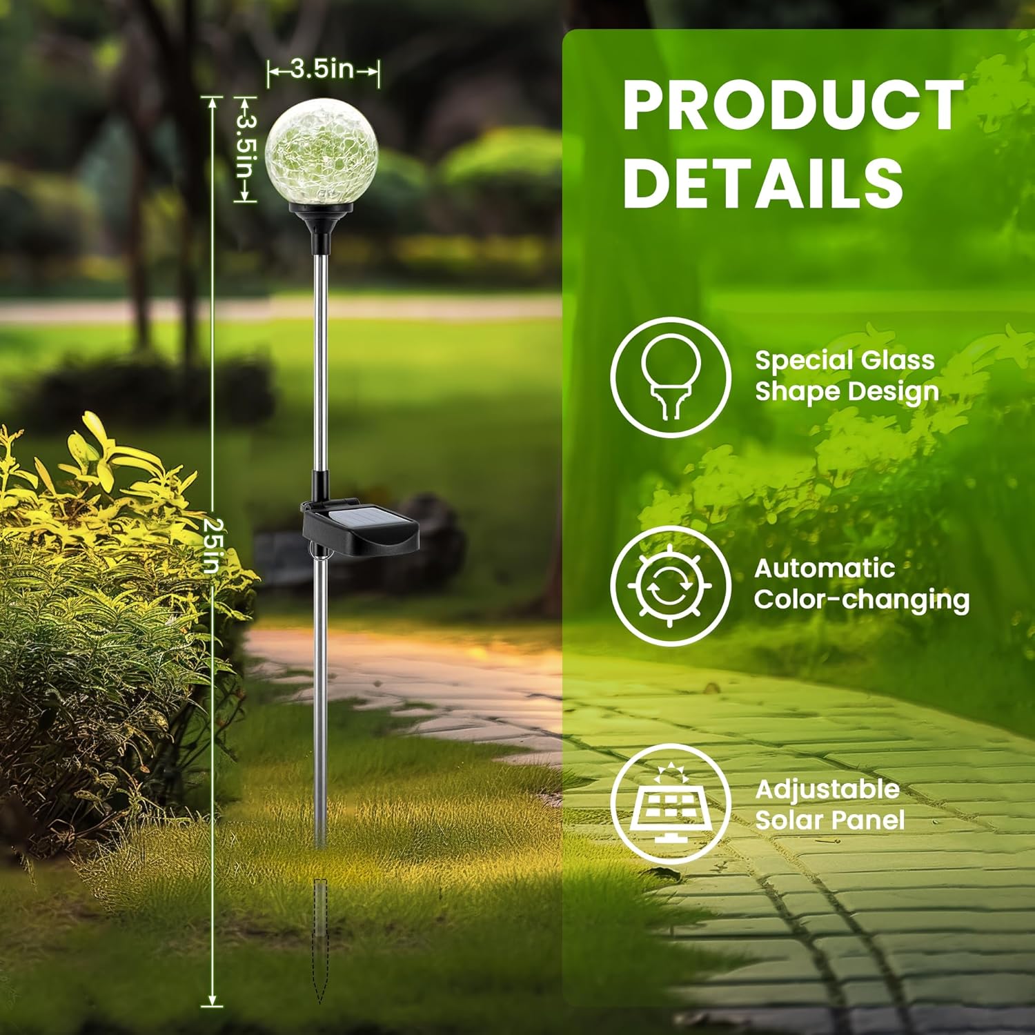 GIGALUMI Solar Garden Lights Outdoor Decorative for Yard 3 Pack, Solar Globe Lights Outdoor
