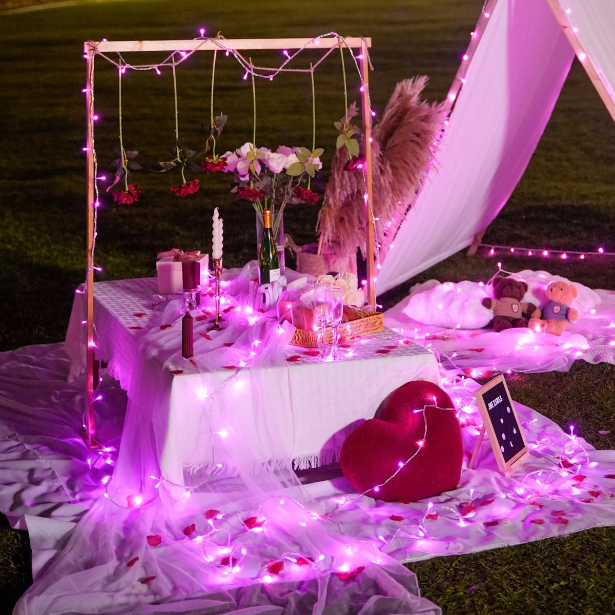 JMEXSUSS 33ft 100 LED Pink String Lights Battery Operated, Pink Fairy Twinkle Lights with 8 Modes