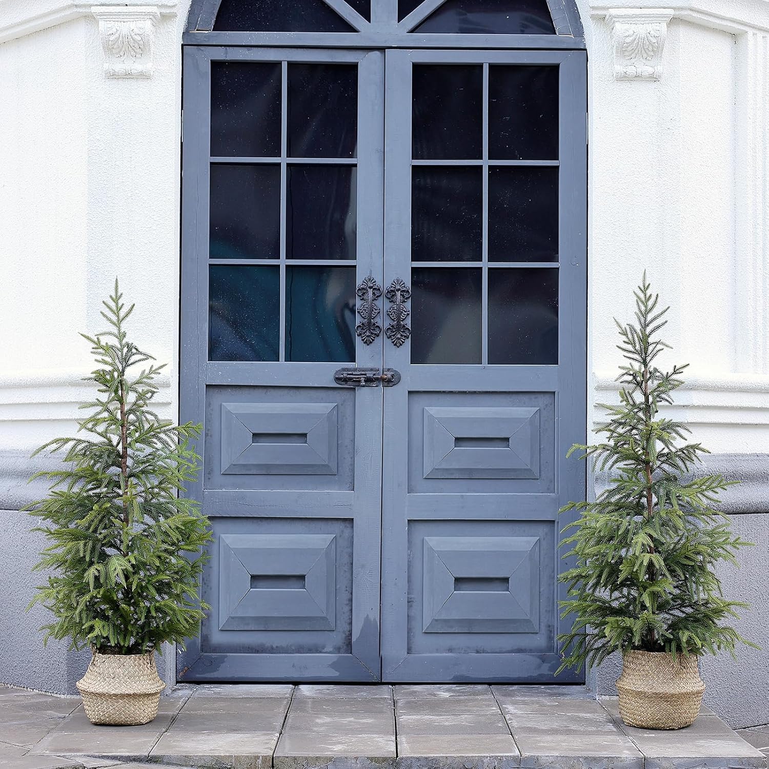 4ft Christmas Norfolk Pine Tree Artificial Christmas Tree Faux Potted Plants for Front Porch