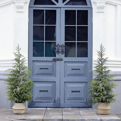 4ft Christmas Norfolk Pine Tree Artificial Christmas Tree Faux Potted Plants for Front Porch