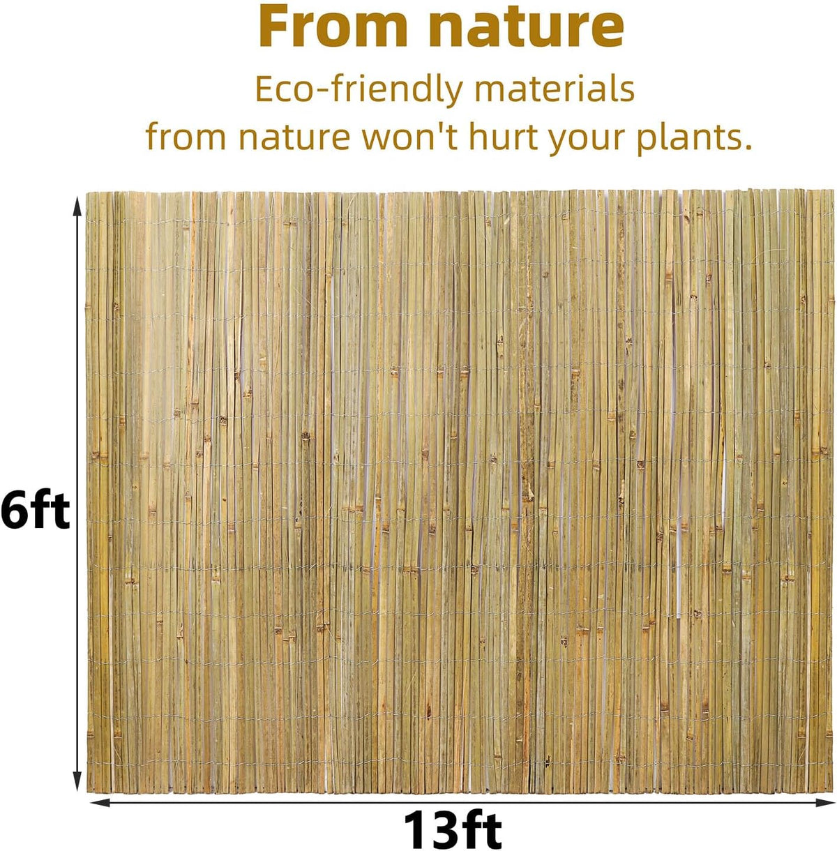 Natural Bamboo Slat Screening,6FT x 13FT Bamboo Fence Panel for Garden Privacy Fence Screen for