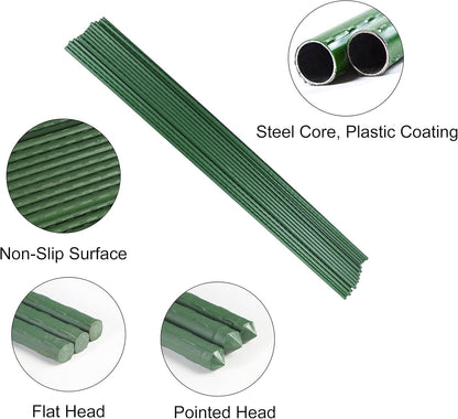 Garmeinea Garden Stakes 57 Inches Plastic Coated Steel Plant Stakes for Growing Climbing Plants