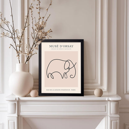 Poster Master Vintage Poster - Retro One Line Elephant Drawing Print - Elephant Art - Minimal Gift