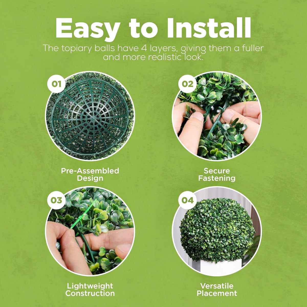 DRAY Premium 16.14" Faux Boxwood Balls – Set of 2 Artificial Topiary Spheres for Outdoor & Indoor