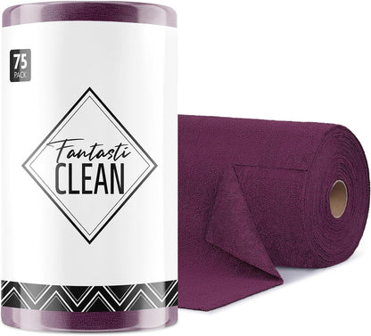 Fantasticlean Microfiber Cleaning Cloth Roll -75 Pack, Tear Away Microfiber Towels, 12" x 12"