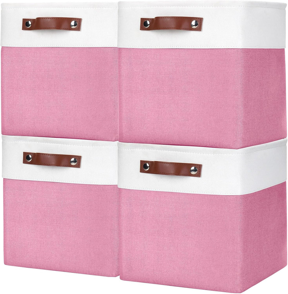 Collapsible Fabric Storage Cubes 11x11 Cube Storage Bins, 4 Pack Closet Baskets Box with Handles
