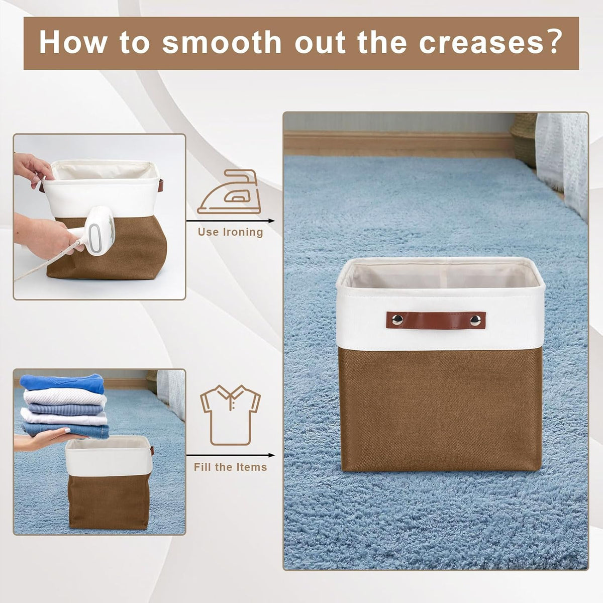 Collapsible Fabric Storage Cubes 11x11 Cube Storage Bins, 4 Pack Closet Baskets Box with Handles
