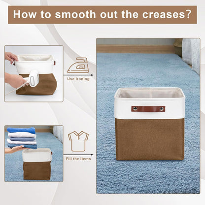 Collapsible Fabric Storage Cubes 11x11 Cube Storage Bins, 4 Pack Closet Baskets Box with Handles