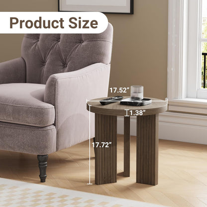 Small Round Side Table, 17.52" Coffee Table with Smooth Thick Mesa, Circle End Table with X Shaped