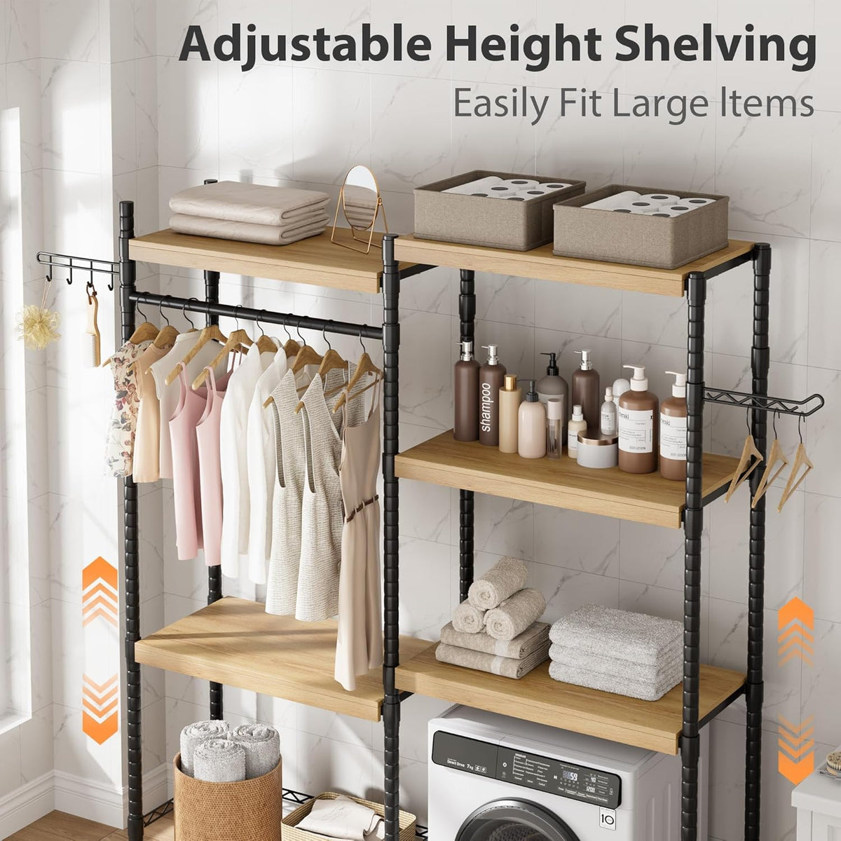 Double Row Over Washer and Dryer Storage Shelves, Laundry Room Organization and Storage, Heavy Duty