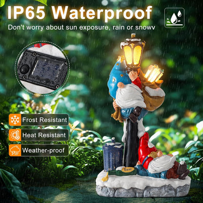 WINTS Solar Garden Gnome,Outdoor Gnome with Solar Lights Decor for Patio,Lawn,Yard,Balcony,Funny