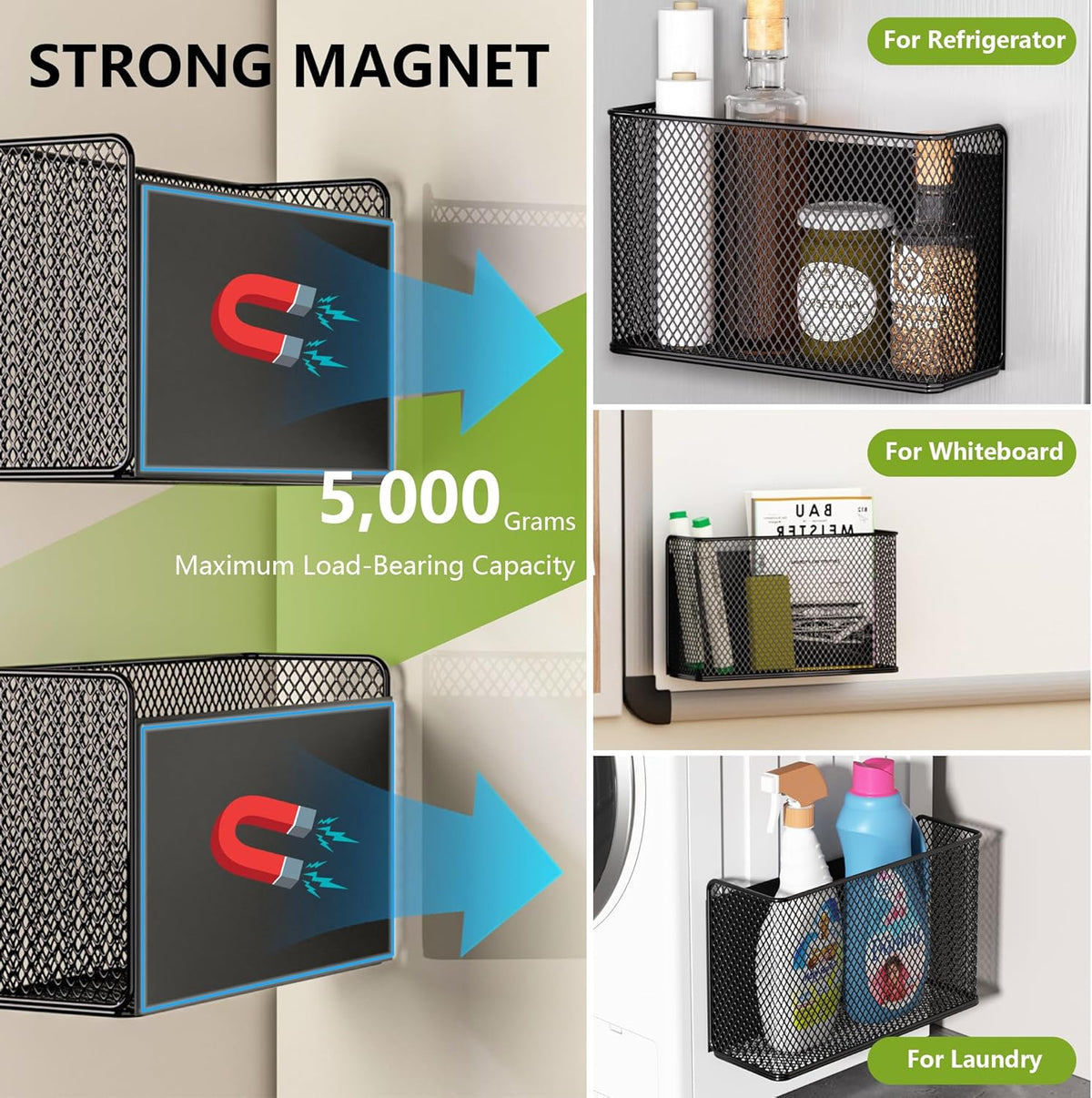 Magnetic Basket Fridge Lint Bin Dryer Ball Holder Laundry Room Organization Home Storage for Class