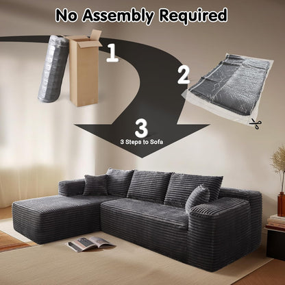 ovios 104" Cloud Sectional Couch with L-Shape Chaise,Modern Modular Sofa with Deep Seat