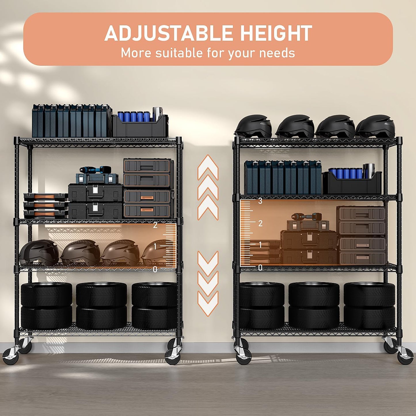Industrial Metal 4 Tier Shelving for Garage, Pantry, Warehouse, Basement Utility Room, Storage Rack
