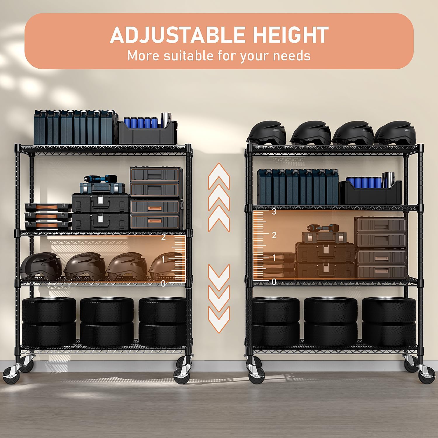 Industrial Metal 4 Tier Shelving for Garage, Pantry, Warehouse, Basement Utility Room, Storage Rack