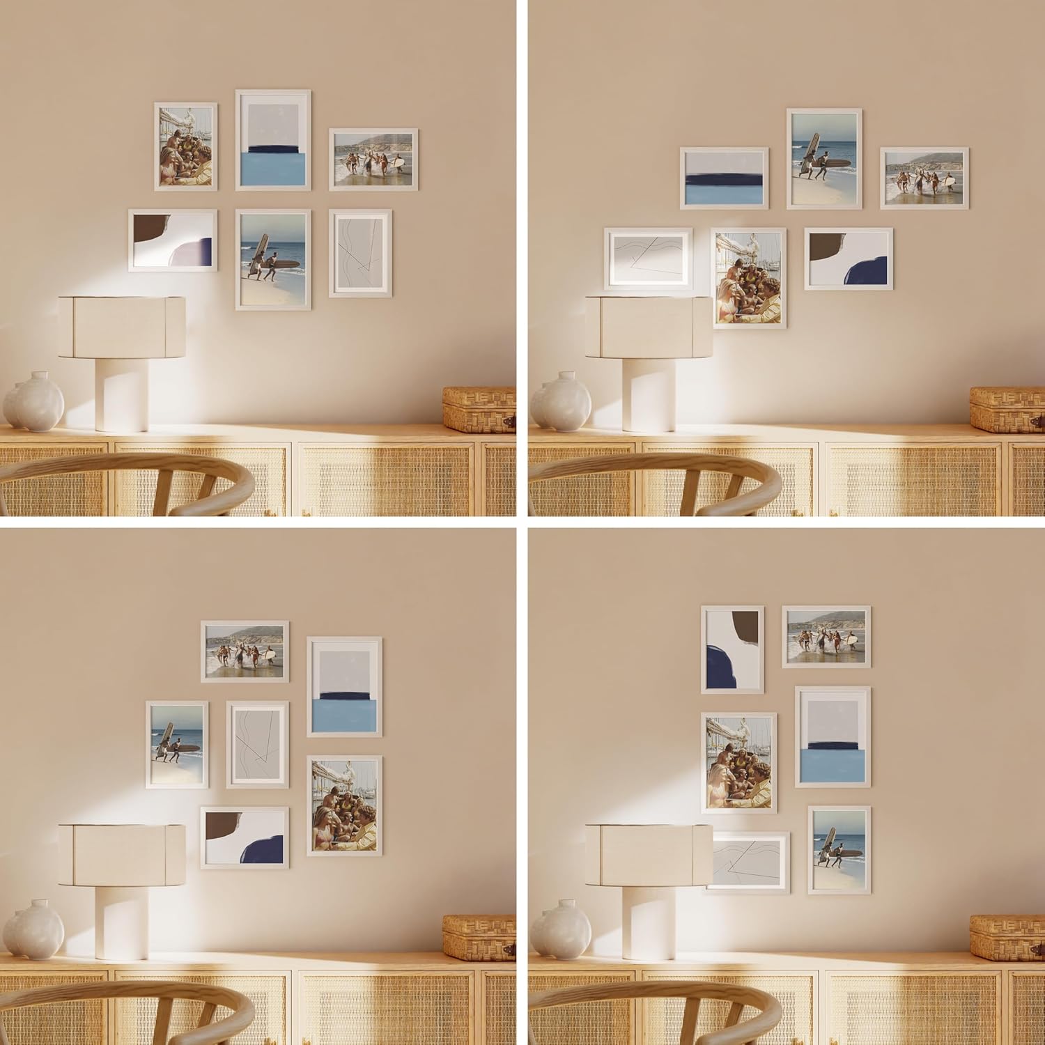 HAUS AND HUES White Oak Wood Gallery Wall Tabletop Frames Made with Real American Oak and
