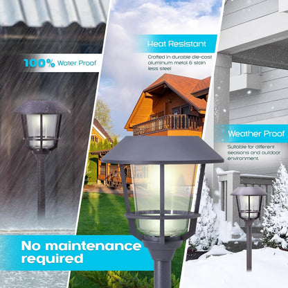 Solar LED Path Lights 4 Pack – 12 Lumens, Warm White, Weathered Zinc, Stainless Steel, Solar