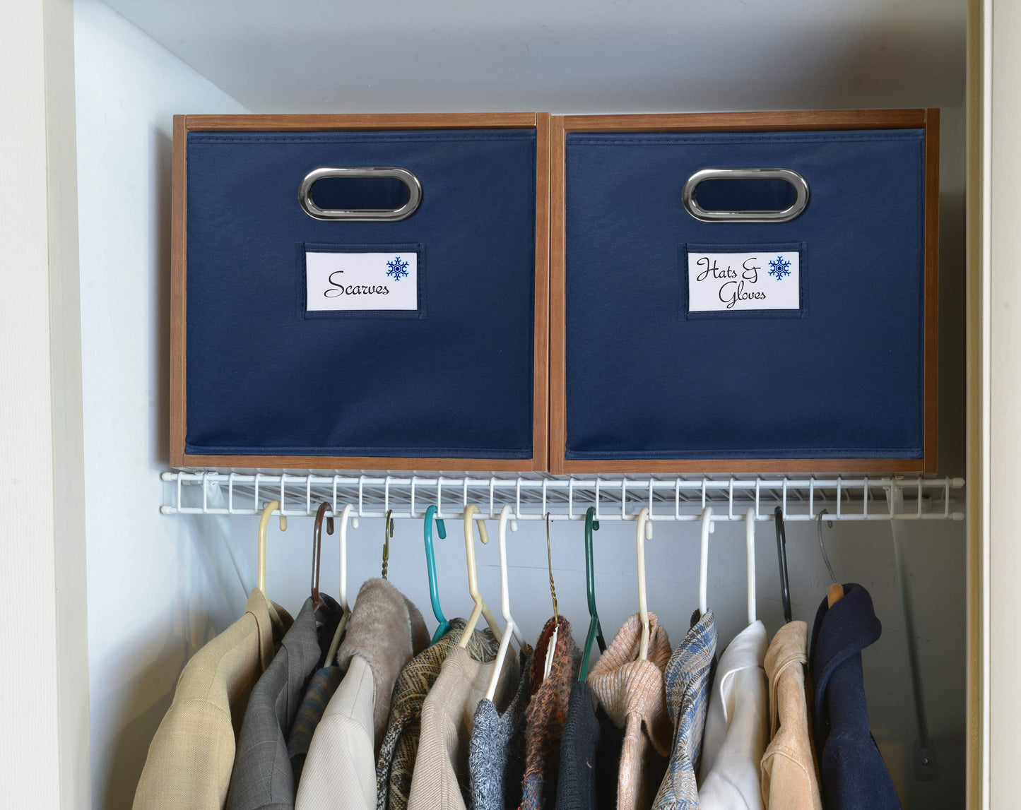 Niche Cubo Set of 2 Foldable Fabric Storage Bin with Label Holder- Blue