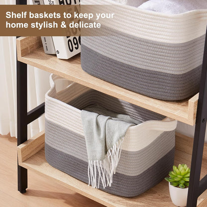 Storage Basket for Organizing, Woven Baskets for Storage, Rectangle Decorative Baskets for Shleves