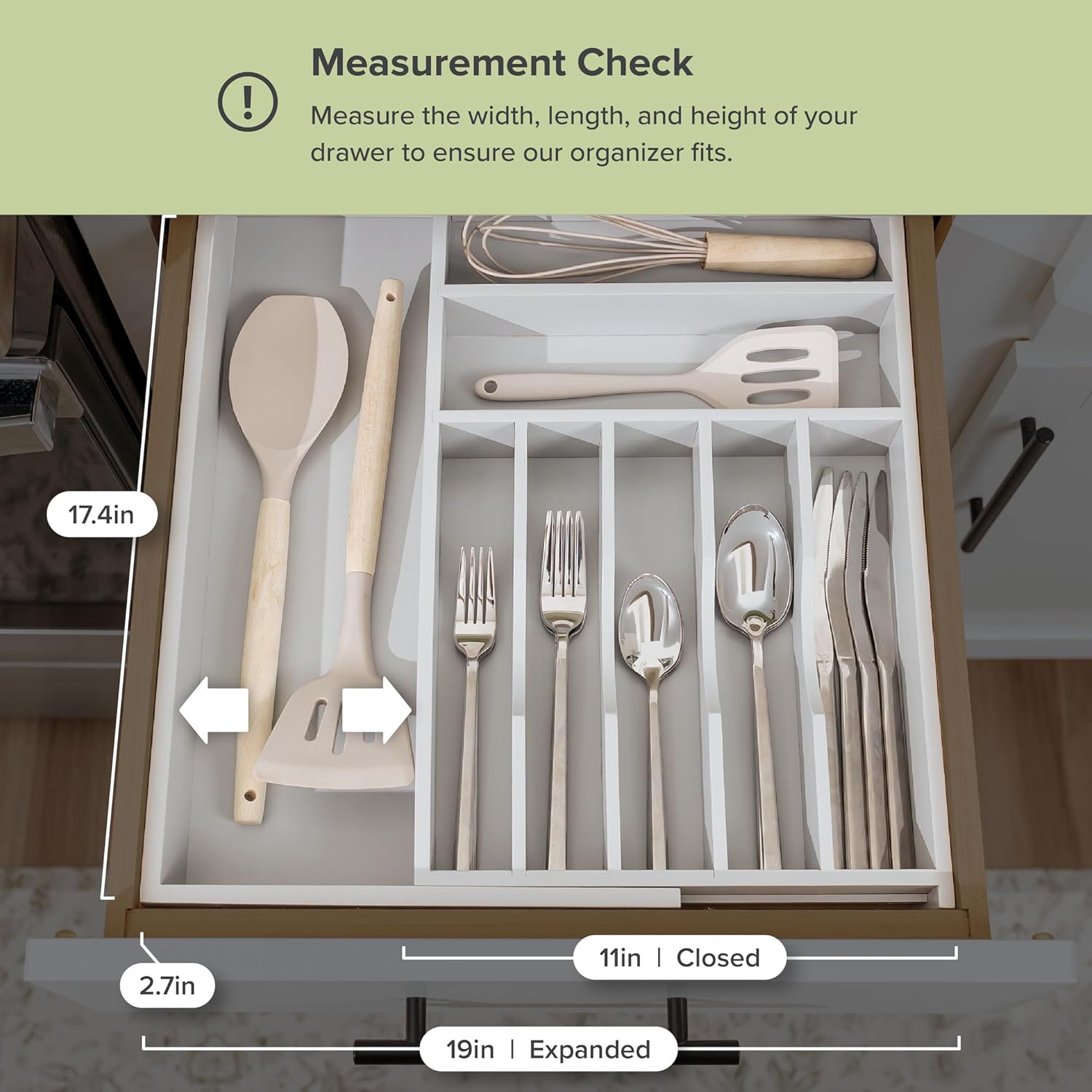 Premium Silverware, Flatware and Utensil Organizer for Kitchen Drawers, Food-Safe Contract Grade