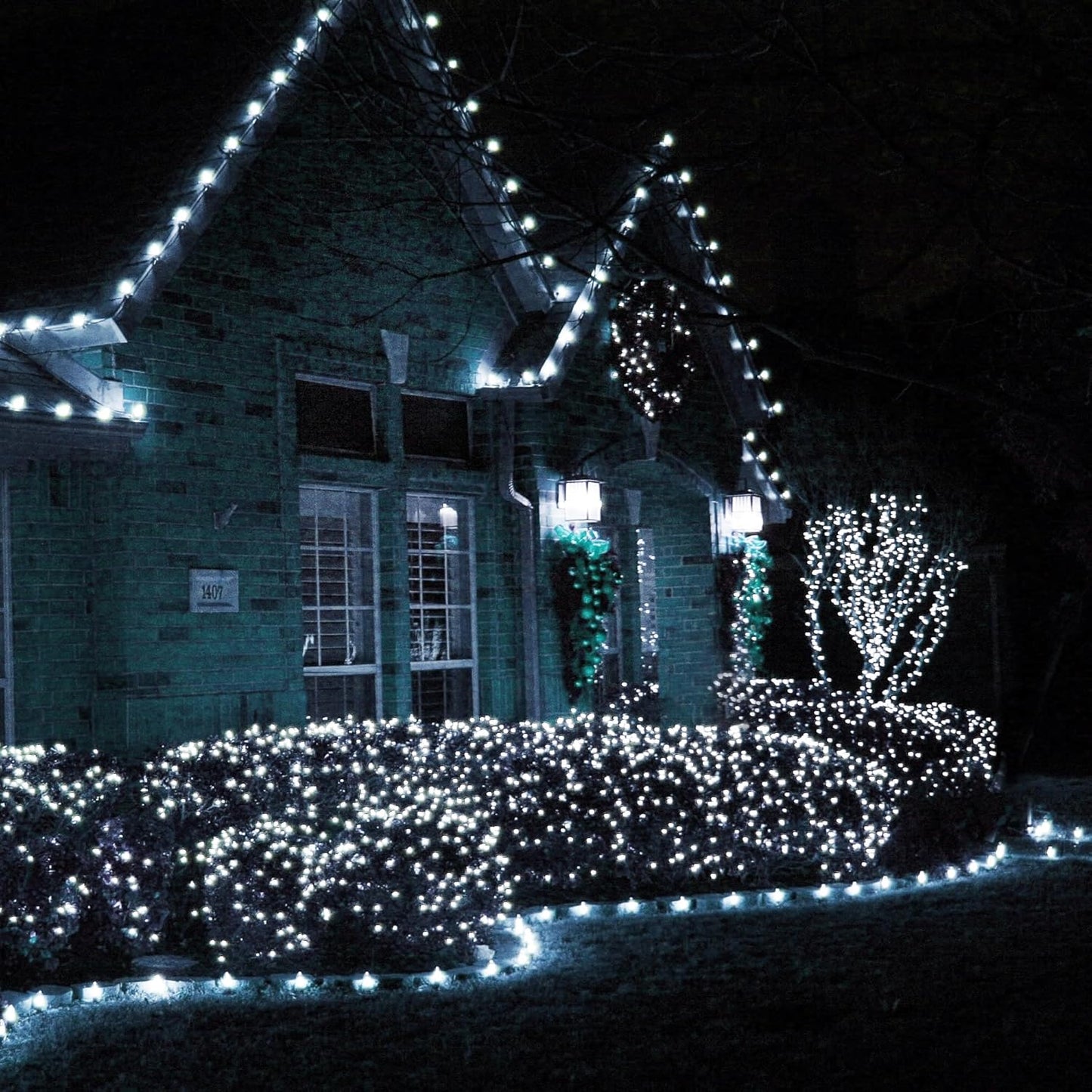 Dazzle Bright 164 FT 500 LED Christmas String Lights, Waterproof Green Wire String Lights with 8