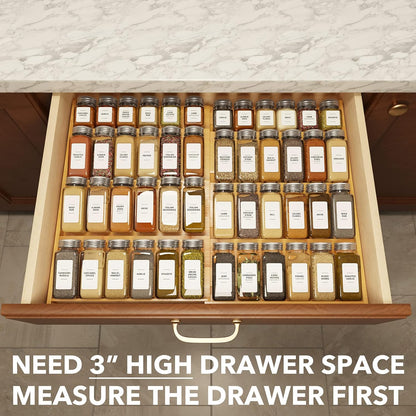 SpaceAid Bamboo Spice Drawer Organizer, (Need 3" Deep Drawer) Expandable 4 Tier Spices Rack for