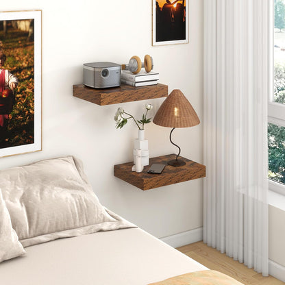 Deep Floating Shelves for Wall | 16 Inch Wide x 12 Inch Deep Floating Shelves Set of 2 | Rustic