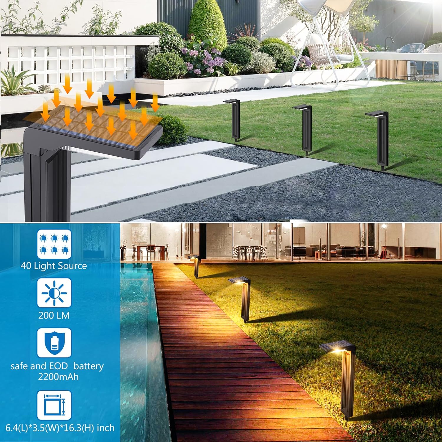 Sunvivo Solar Pathway Lights,2 Modes(Cold White/Warm White),Bright Solar Path Lights Outdoor