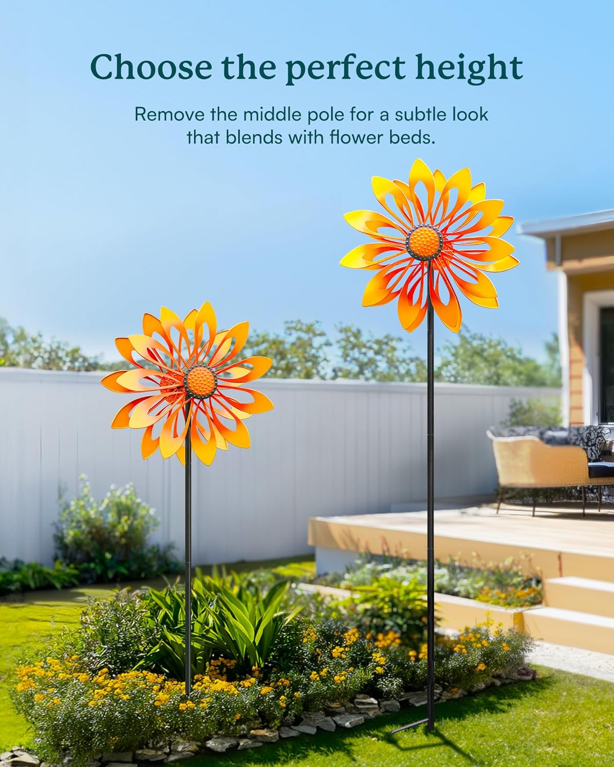 Floral Yard Garden Wind Spinners - Kinetic Outdoor Metal Wind Spinners, Lawn Yard Garden Decor