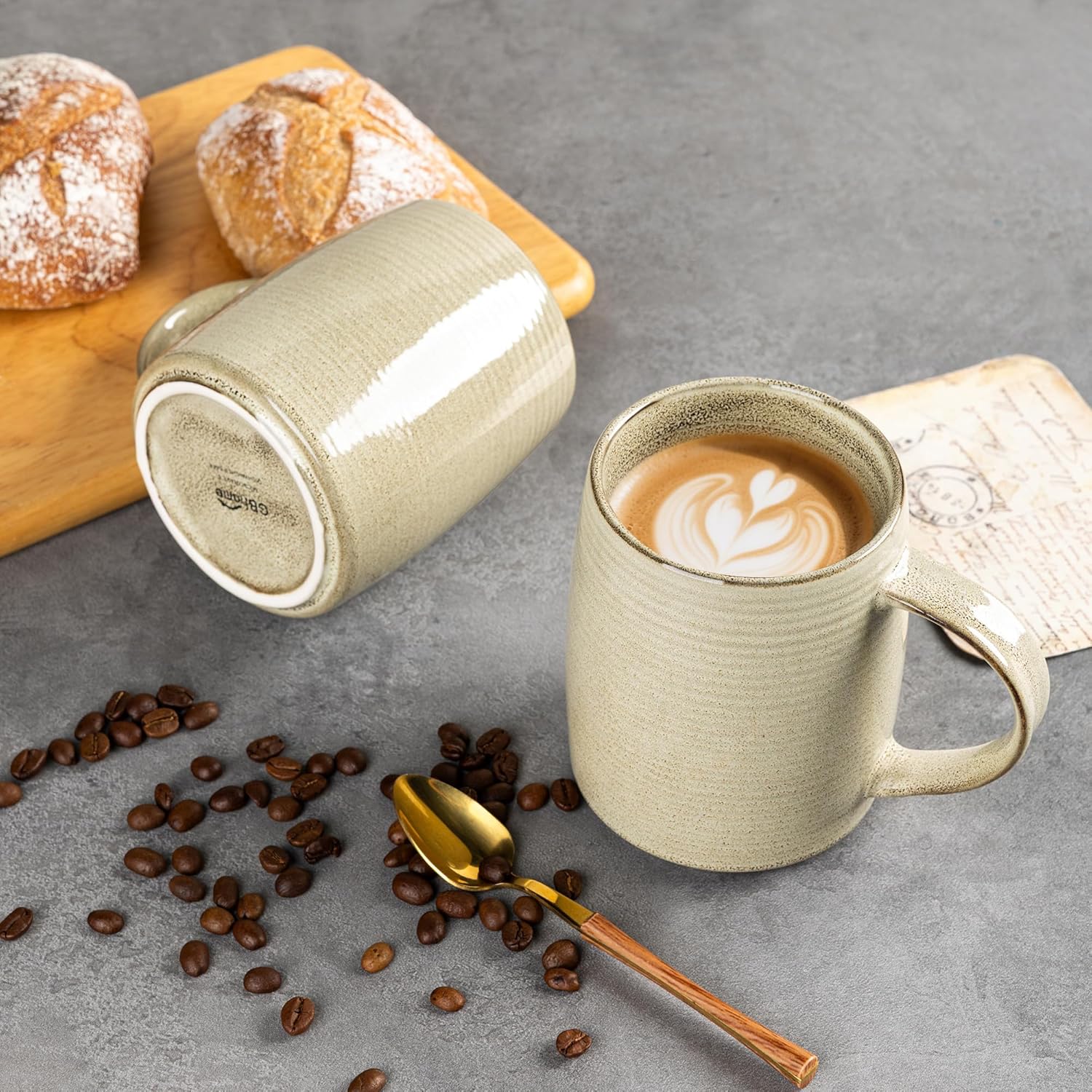 GBHOME Large Coffee Mugs Set of 6, 18oz Handmade Ceramic Coffee Mugs Set with Gradient color for