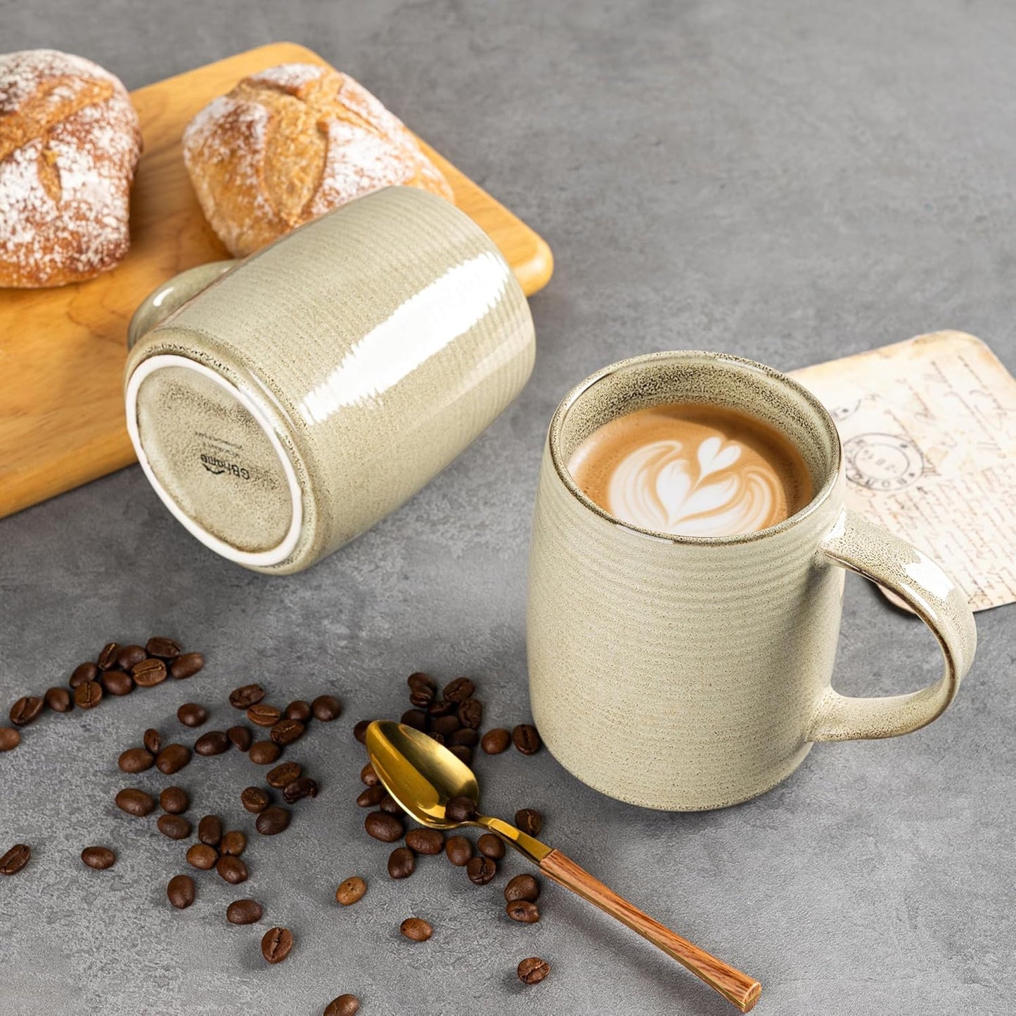 GBHOME Large Coffee Mugs Set of 4, 18oz Handmade Ceramic Coffee Mugs Set with Gradient color for