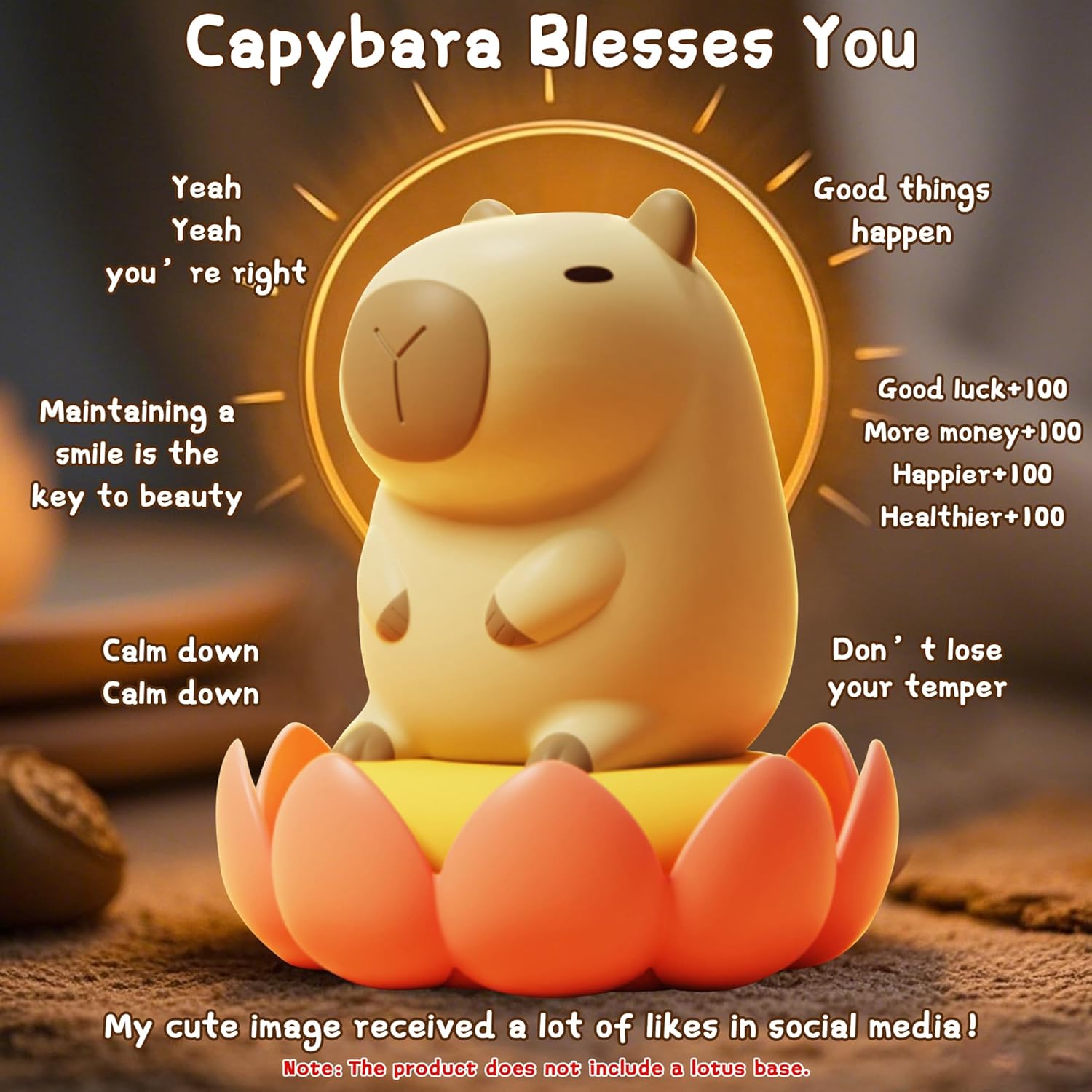 Cute Capybara Night Light, LED Squishy Novelty Animal Night Lamp,2 Levels Dimmable/Timer Nursery