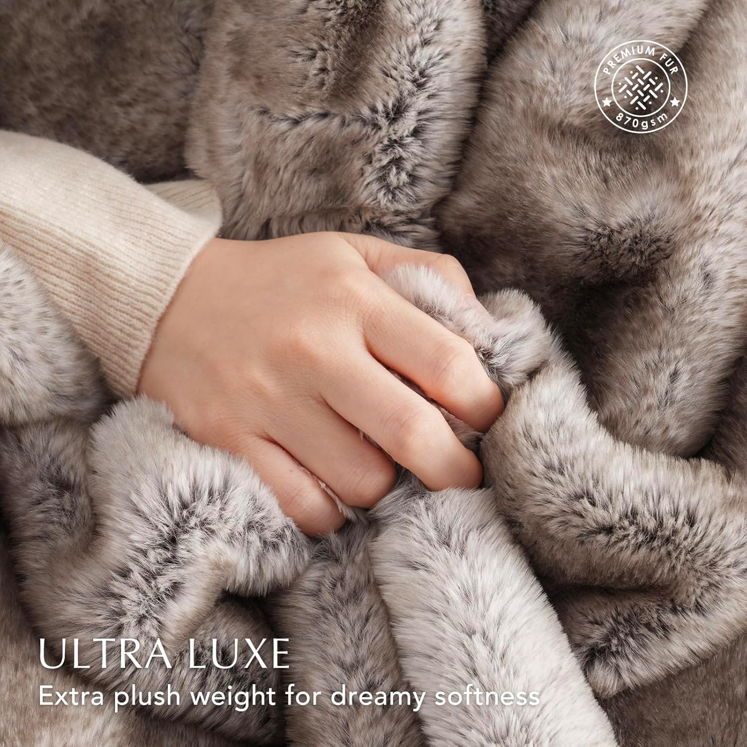 Ultra Soft Luxury Fluffy Mink Faux Fur Throw Blanket, Thick Warm Fall Winter Blankets for Bed