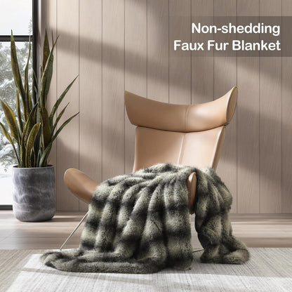 HORIMOTE HOME Luxury Faux Fur Throw Blanket, Non-Shedding 50"x60" Fur Blanket Throw, Ultra Soft