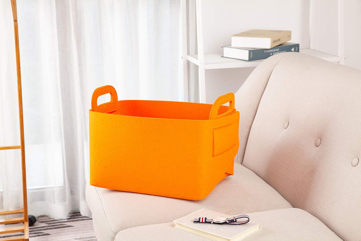 Minoisome Storage Basket Felt Storage Bin Collapsible& Convenient Box Organizer with Carry Handles