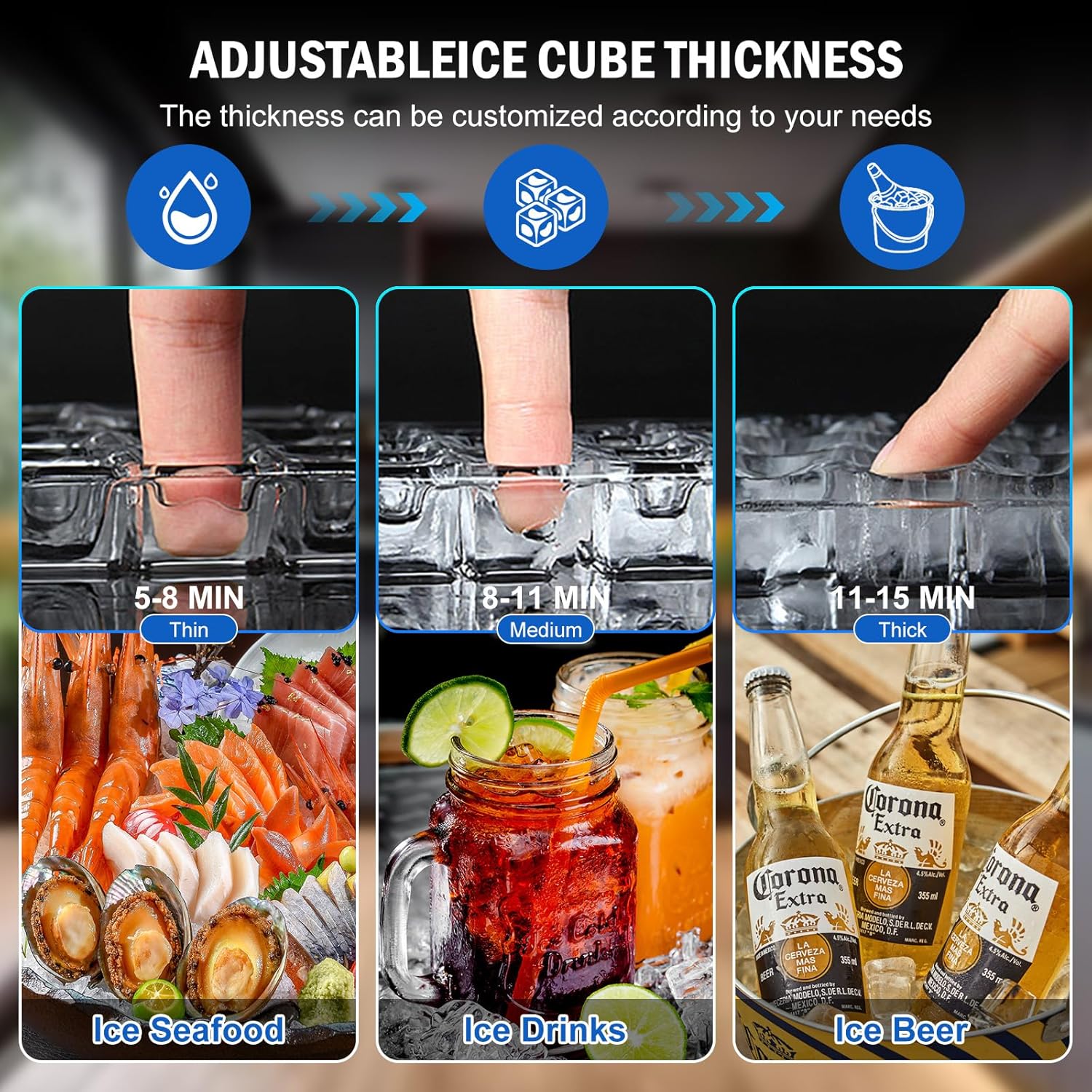 Commercial Ice Maker Machine 120 LBS/24H, 40 Ice Trays Freestanding & Undercounter Ice Machine
