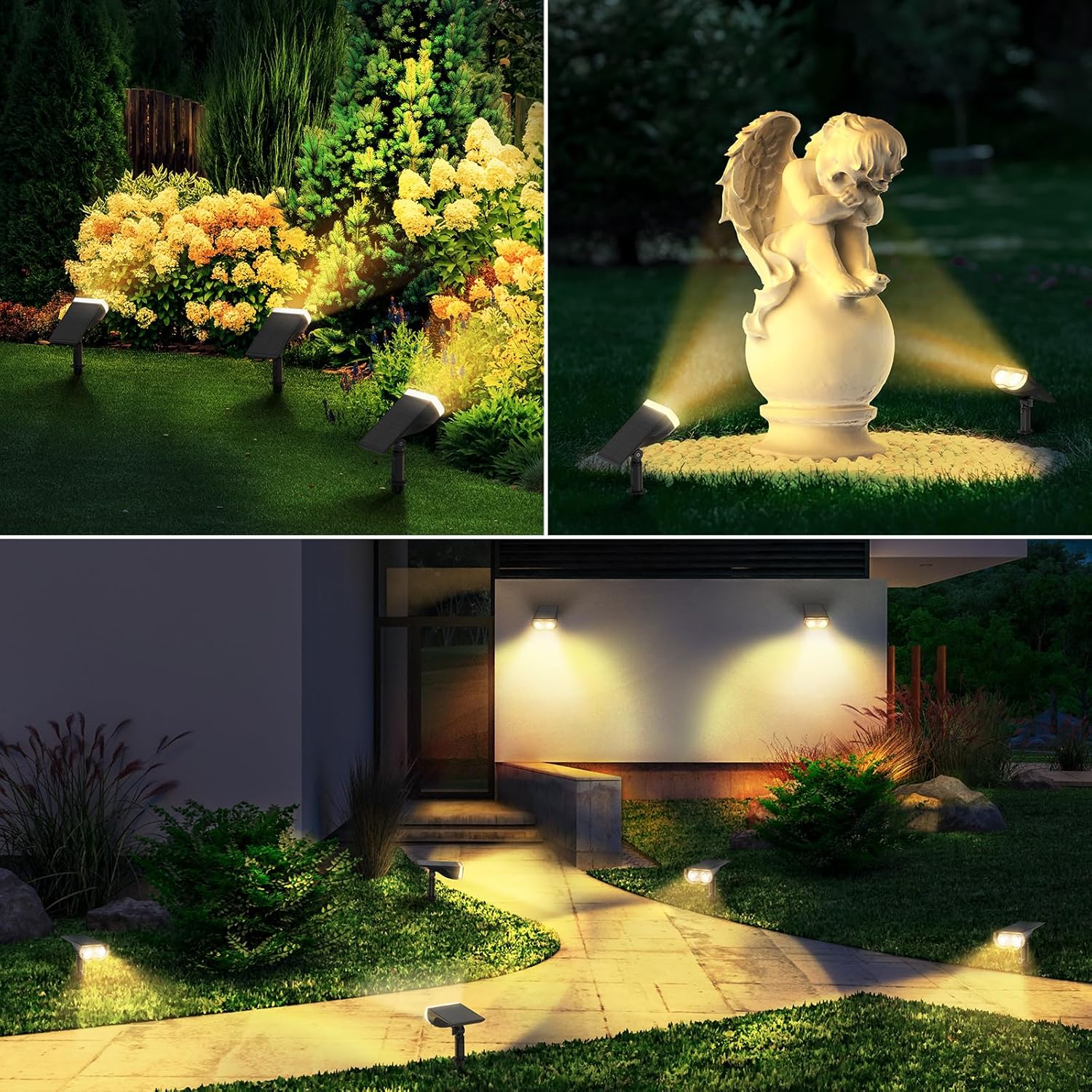 Linkind Solar Lights Outdoor Waterproof IP67, StarRay Dusk-to-Dawn Outdoor Solar Lights, 3 Lighting