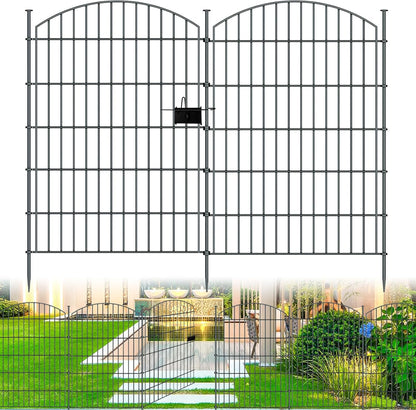 10 Panels Garden Fence Dog Fence Outdoor for Yard, 40in H x 23.6ft L Rustproof Metal Fencing with