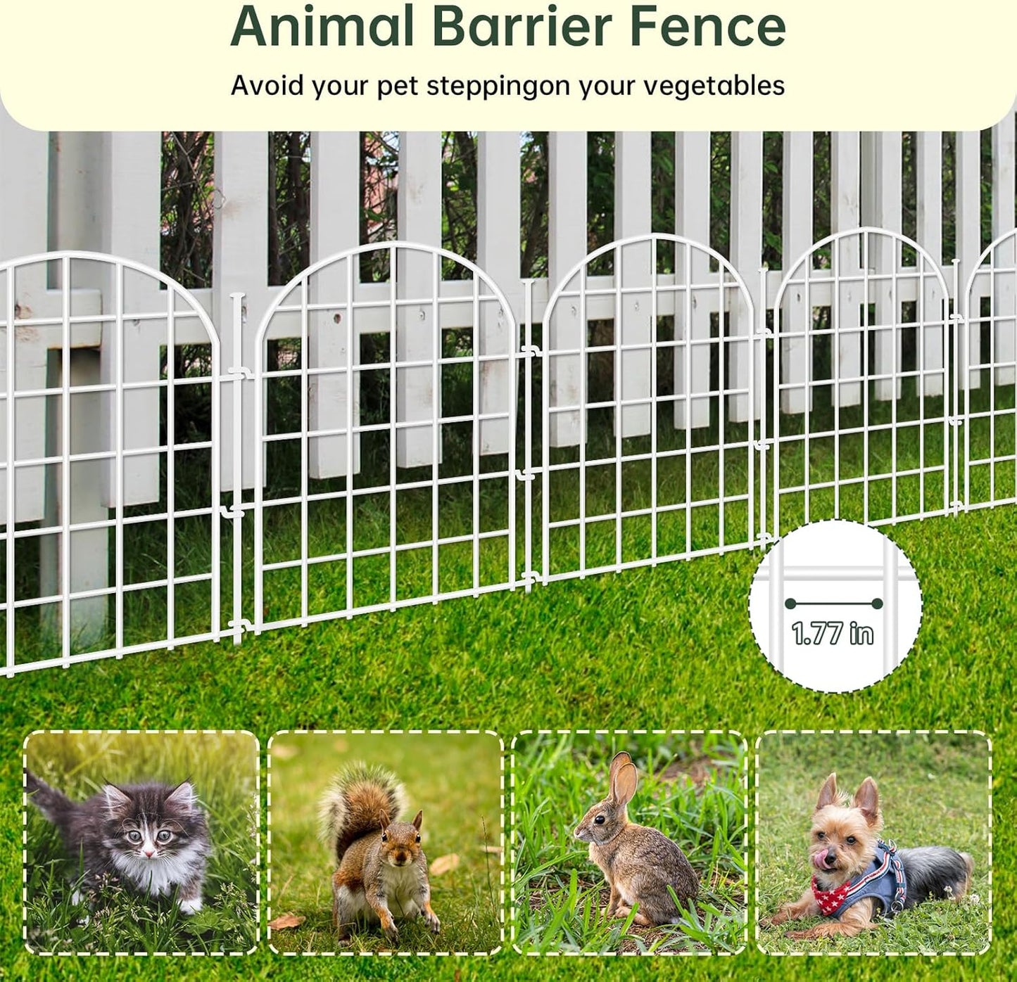 32.5ft(L) x 22in(H) Panels Garden Fence, 30 Panels Arched No Dig Fence, Decorative Animal Barrier