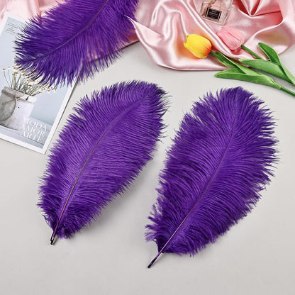 THARAHT Purple Ostrich Feathers 12pcs Natural Bulk 8-10Inch 20cm-25cm for Crafts Wedding Party