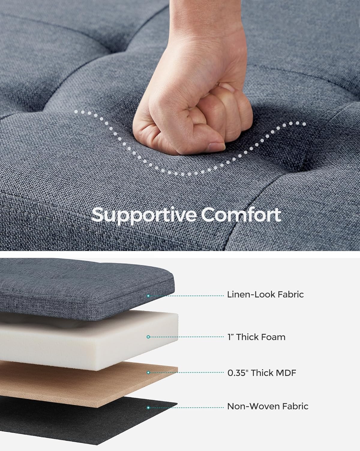 SONGMICS Mazie Collection - 30 Inches Folding Storage Ottoman Bench, Ottoman Foot Rest, End of Bed