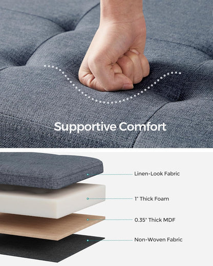 SONGMICS Mazie Collection - 30 Inches Folding Storage Ottoman Bench, Ottoman Foot Rest, End of Bed