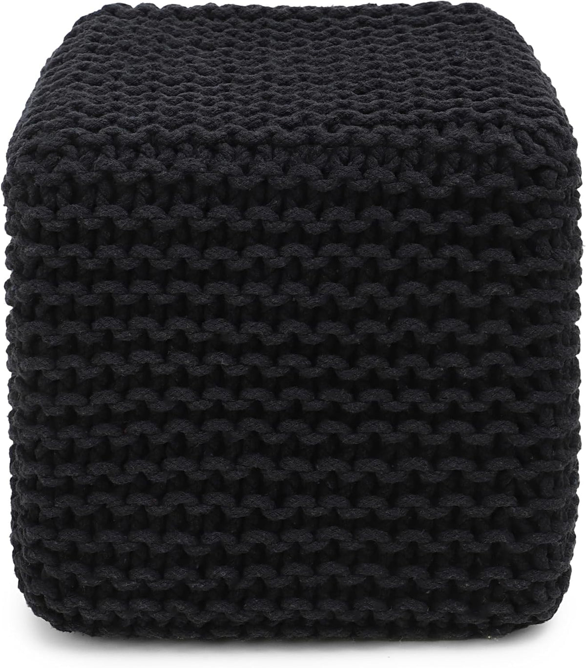 REDEARTH Cube Pouf Foot Stool Ottoman - Hand Knitted Poof - Cord Boho Pouffe - Home Décor - Stuffed