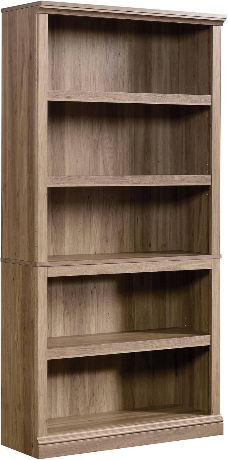 Sauder 5 Tier Book Shelf Wooden Bookcase Multipurpose Bookshelf for Home Office, Living Room, in