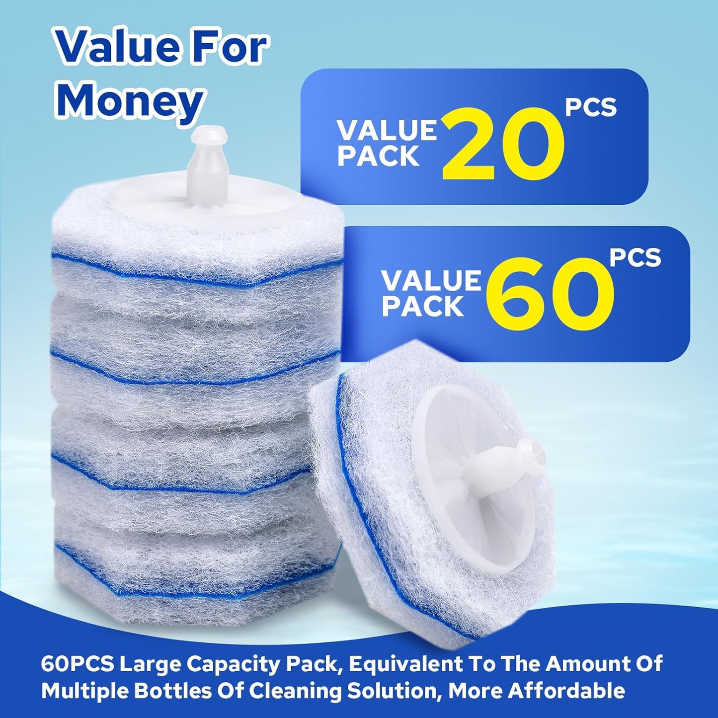 Cecailin® 60pcs Disposable Toilet Brush. Bathroom Cleaning. Disposable Bowl Cleaners Compatible