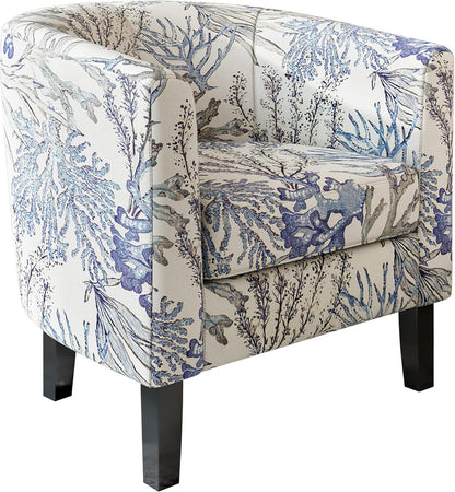 BELLEZE Living Room Chair, Linen Round Accent Barrel Chair, Club Tub Sofa Chair for Bedroom, Corner