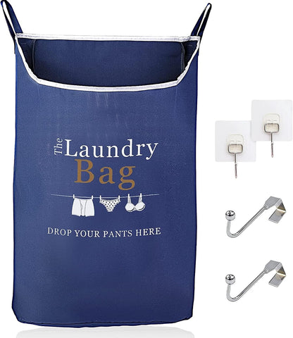 Fine Living Co. Large Hanging Laundry Hamper with Over Door Hooks & Adhesive, Durable Space Saving