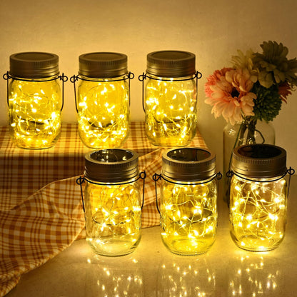 GIGALUMI Solar Mason Jar Lights, 8 Pack 30 Led String Fairy Lights Garden Lights Outdoor Waterproof